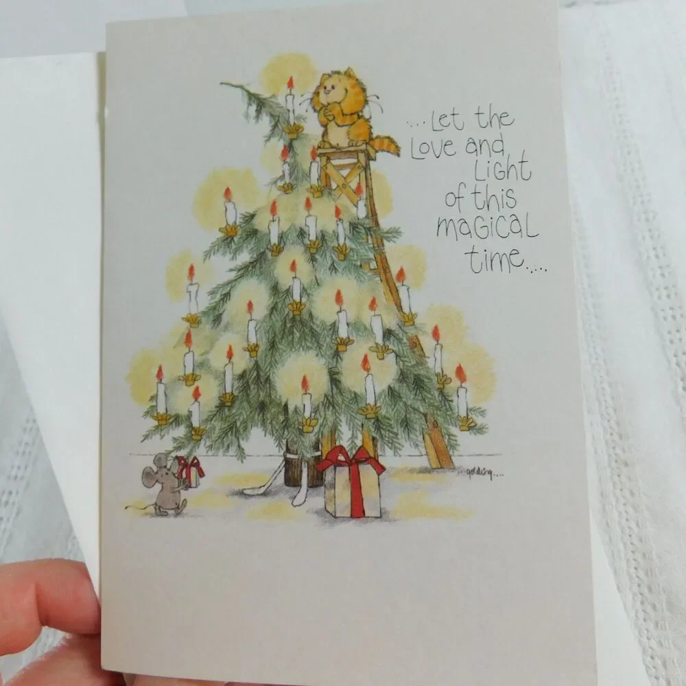 Christmas Greeting Cards Cats Kitties Lot of 31 w/ Envelopes Holiday Duplicates